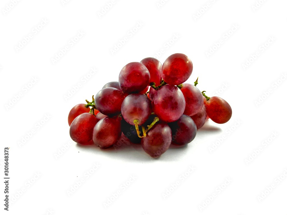 bunch of red grapes isolated on white