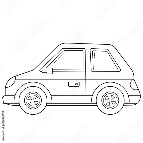Coloring Page Outline Of cartoon Car. Images transport or vehicle for children. Vector. Coloring book for kids