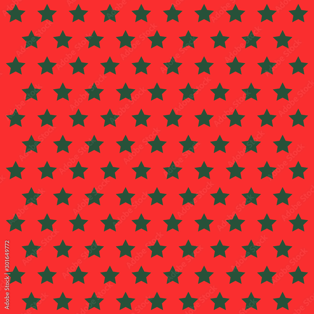 Pattern green stars on red background