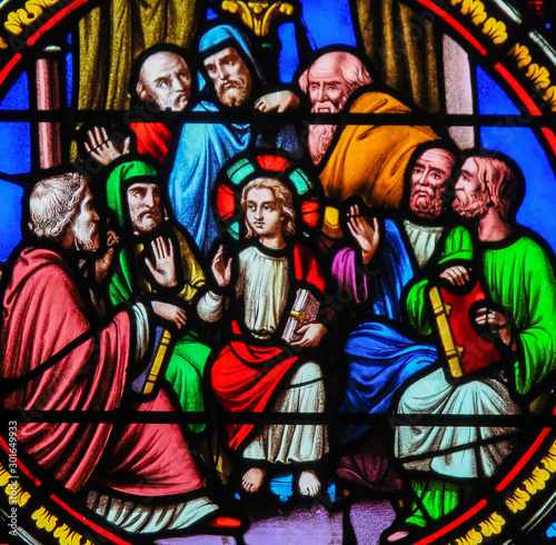 Stained Glass in Notre-Dame-des-flots, Le Havre - Christ among the Doctors