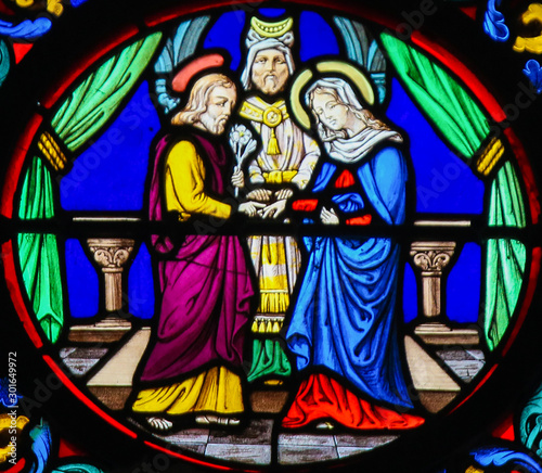 Stained Glass in Notre-Dame-des-flots, Le Havre - Marriage of Joseph and Mary
