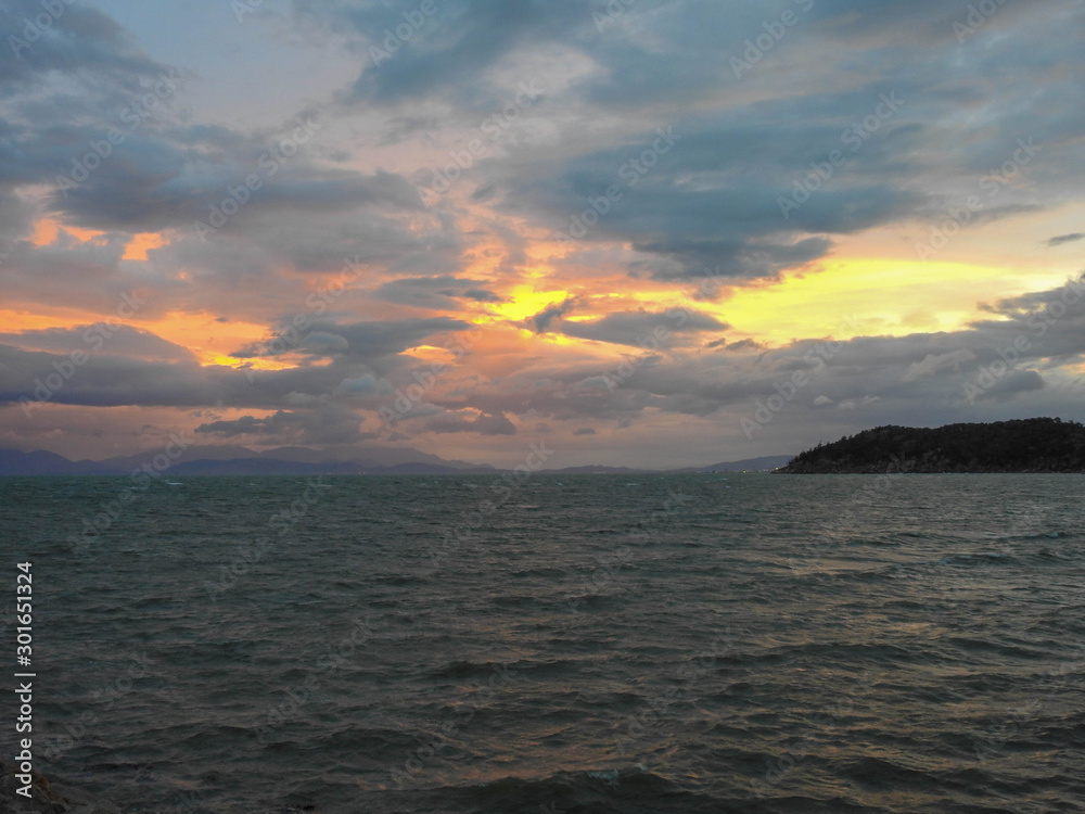 Fiery sunset on Magnetic Island, Australia Fiery sunset on Magnetic Island, Australia