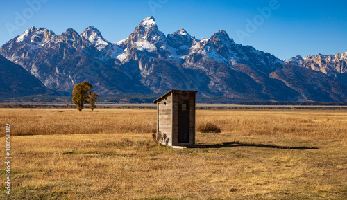 Outdoor outhouse with great view of the Grand Teton mountains