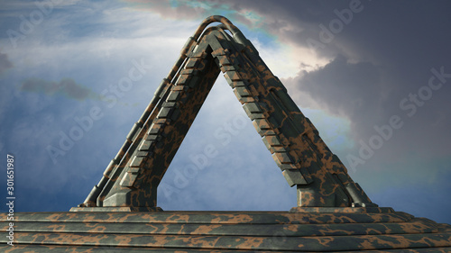 Space Gate into other world 3d rendering