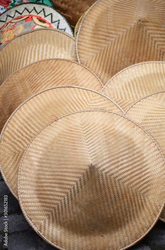 Traditional farmer hats sold in Bali market