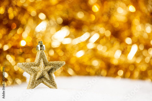 Merry Christmas holiday, Merry Christmas and happy New Year and Family happiness festival on Gold bokeh background.