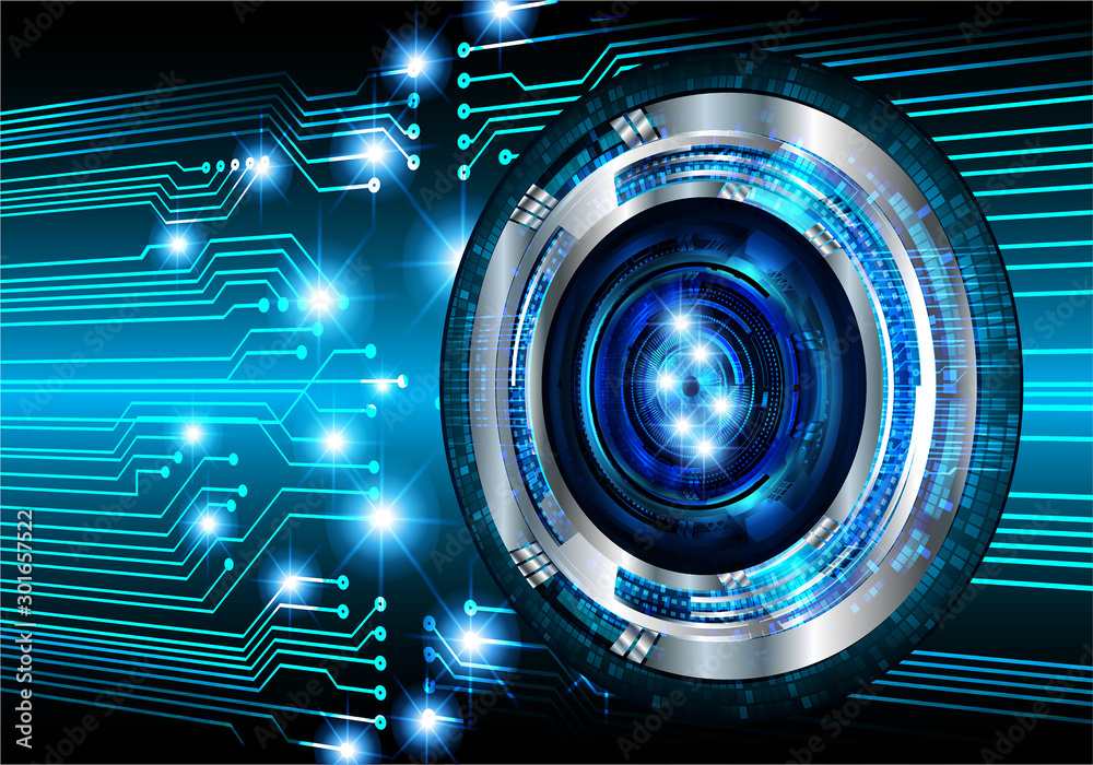 Blue eye cyber circuit future technology concept background