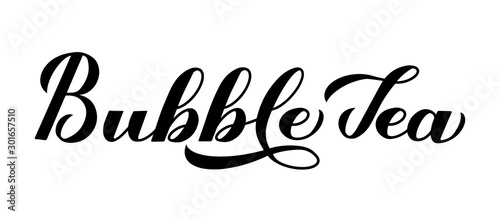 Bubble Tea calligraphy hand lettering isolated on white background. Easy to edit vector template for logo design, banner, typography poster, flyer, sticker, drink menu for bar, cafe, restaurant, etc.