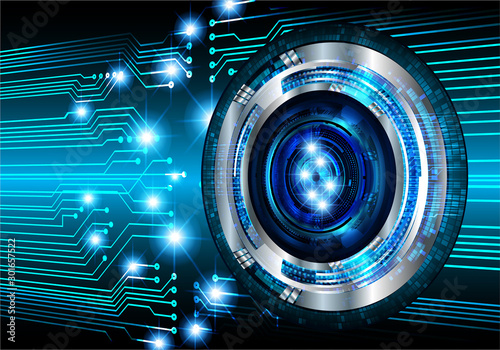 Blue eye cyber circuit future technology concept background