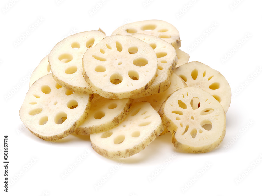 Lotus root on the white background Lotus root on the white background