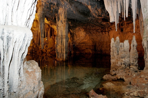 Scenic view of Neptune's cave (Grotte di Nettuno) is a stalactite cave near the town of Alghero, Capo Caccia 