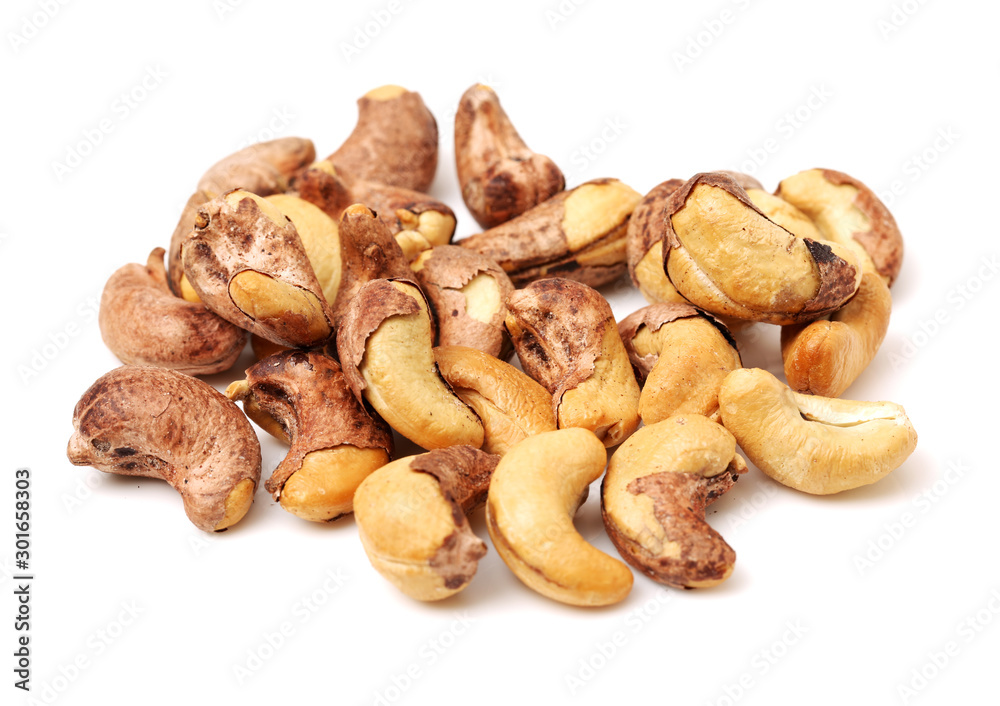 cashew nuts on white background cashew nuts on white background
