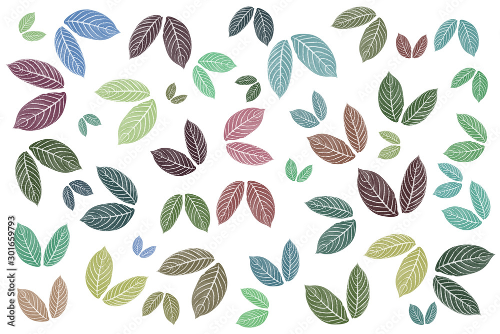 colorful leaves pattern on white background,gradient color pastel autumn leaf,ideas graphic design for web or banner