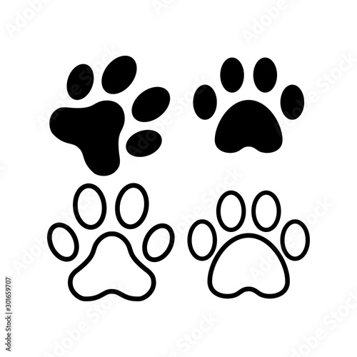 Paw icon vector in flat style design template