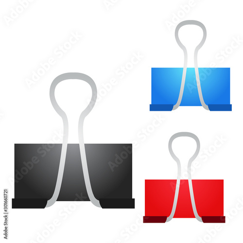 Three clamps for paper. Stationery.
