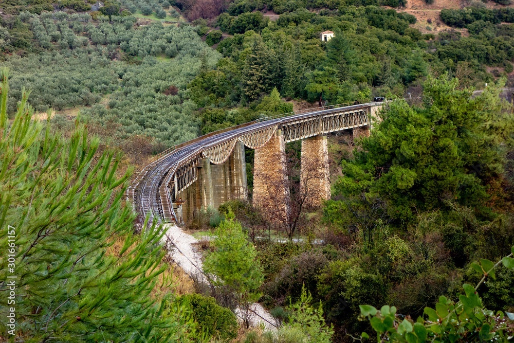 Famous old Gorgopotamos bridge in Greece near Lamia which was blown up in WWII. Famous old Gorgopotamos bridge in Greece near Lamia which was blown up in WWII.