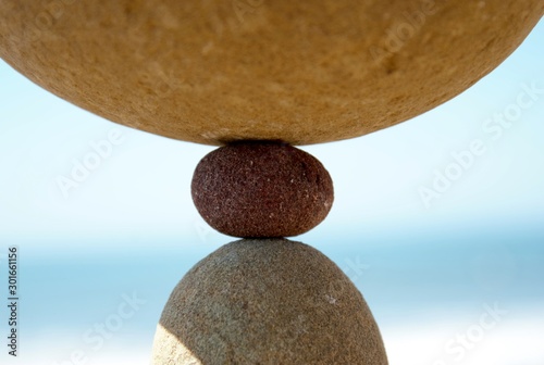 Photography rock balancing on beach