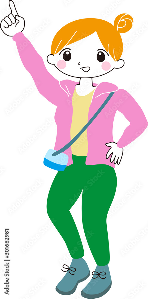 おしゃれ 指を差す 女性 歩く 笑顔 おしゃれ 指を差す 女性 歩く 笑顔