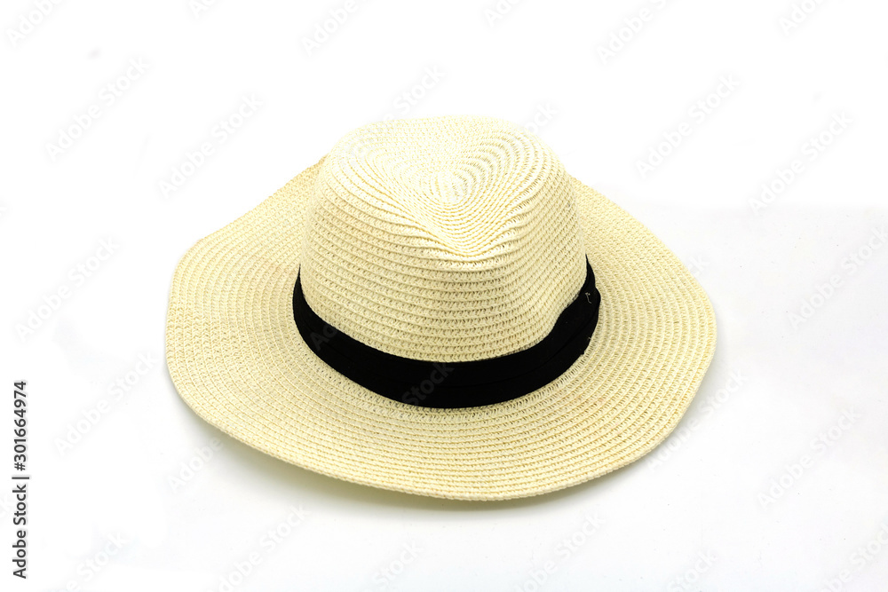 Summer straw hat. Isolated on a white background.
