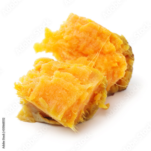 Sweet potatoes. Cooked sweet potatoes  on white background 