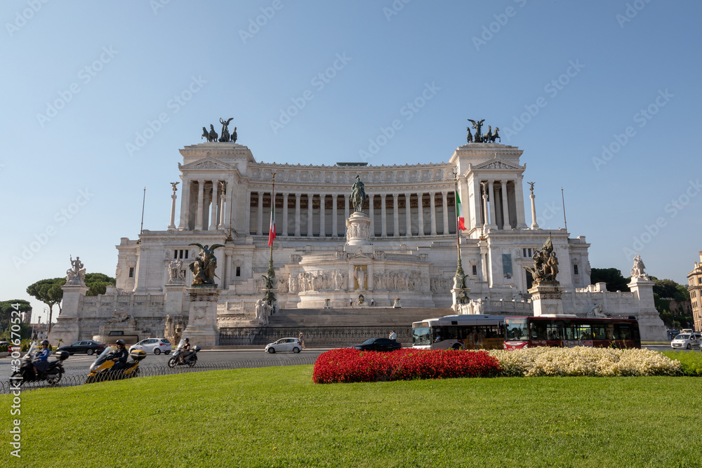 Panoramic front view of museum the Vittorio Emanuele II Monument (Vittoriano)