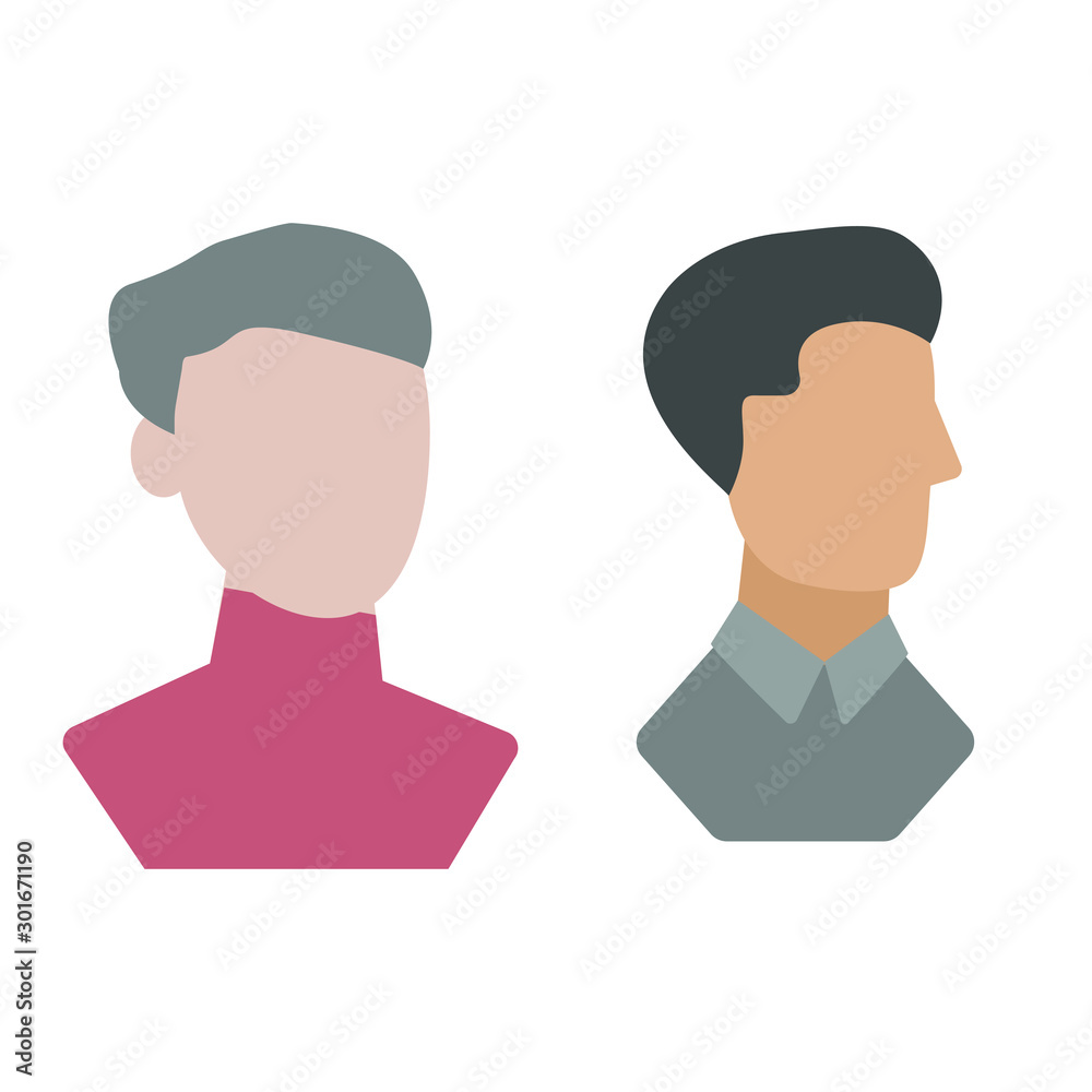 Set of flat cartoon characters isolated with person sign Set of flat cartoon characters isolated with person sign