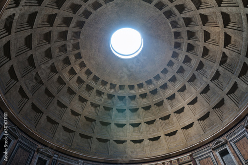 Panoramic view of interior of the Pantheon  temple of all the gods 