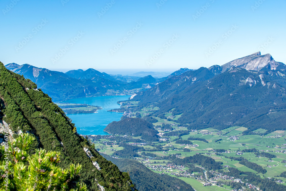 View from the Katrin. The Katrin is a mountain in Upper Austria near Bad Ischl and belongs to the Katergebirge