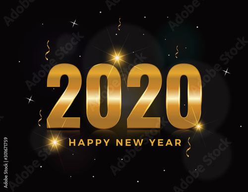 Golden Happy New Year 2020 background