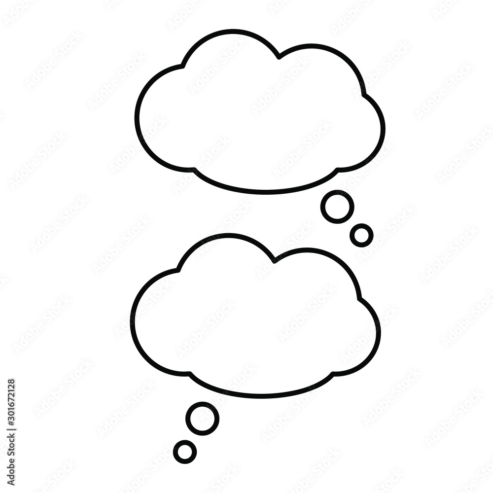 Set of simple icons with speech bubbles in the shape of a cloud Set of simple icons with speech bubbles in the shape of a cloud
