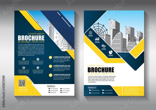 Business abstract vector template. Brochure design, cover modern layout, annual report, poster, flyer in A4 with colorful triangles, geometric shapes for tech, science, market with light background