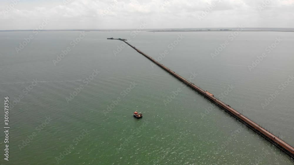 Aerial of the Southend pier, the longest leisure pier in the world Aerial of the Southend pier, the longest leisure pier in the world