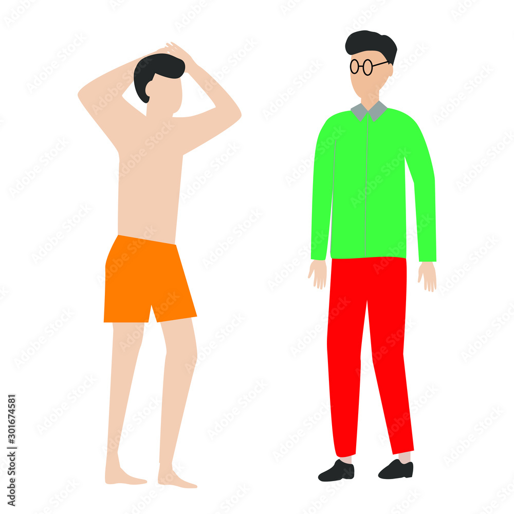 Set of flat cartoon character isolated with two people Set of flat cartoon character isolated with two people