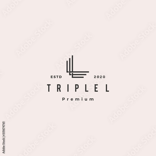 triple L monogram LLL letter hipster retro vintage lettermark logo for branding or t shirt design photo
