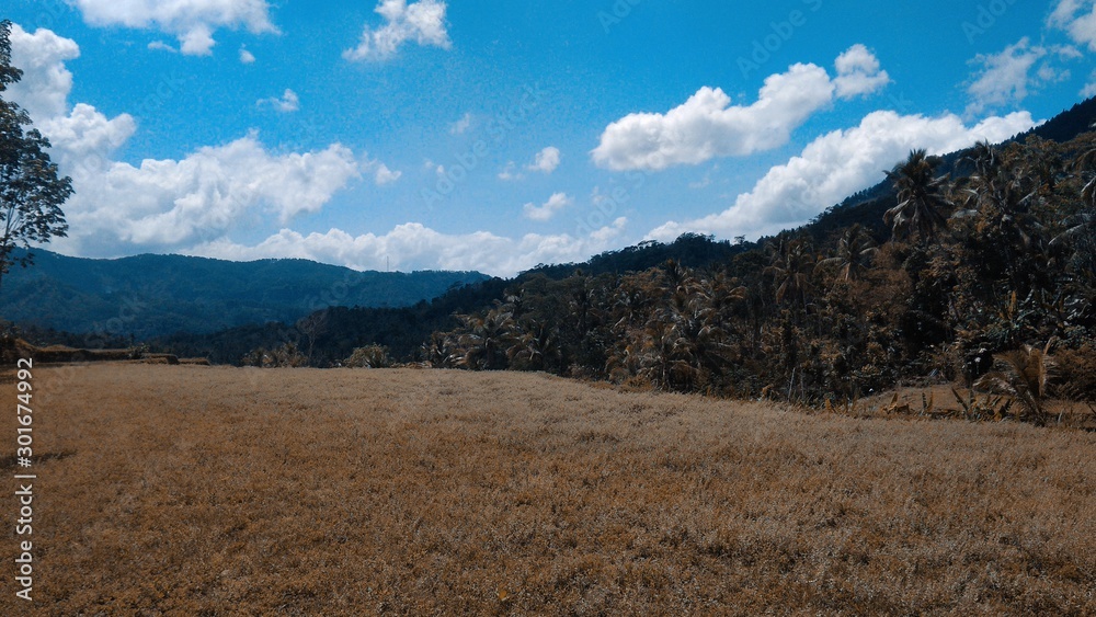 landscape with mountains and blue sky