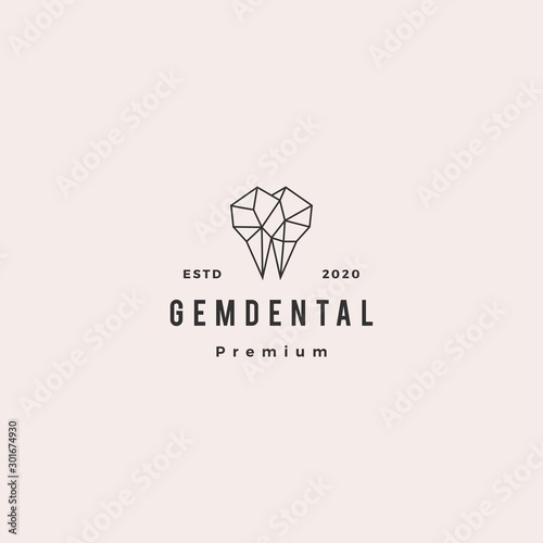 gems dental logo hipster retro vintage for dentist and dentistry