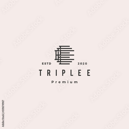 triple e monogram eee letter hipster lettermark logo retro vintage for branding or t shirt design photo