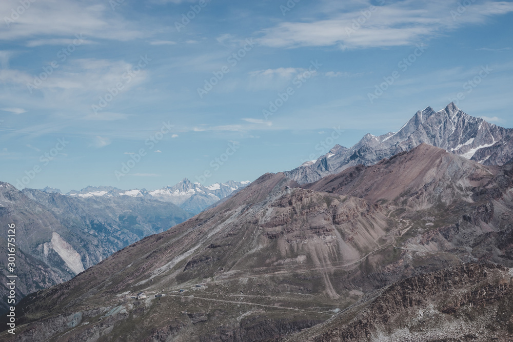 View closeup mountains scene in national park Zermatt, Switzerland