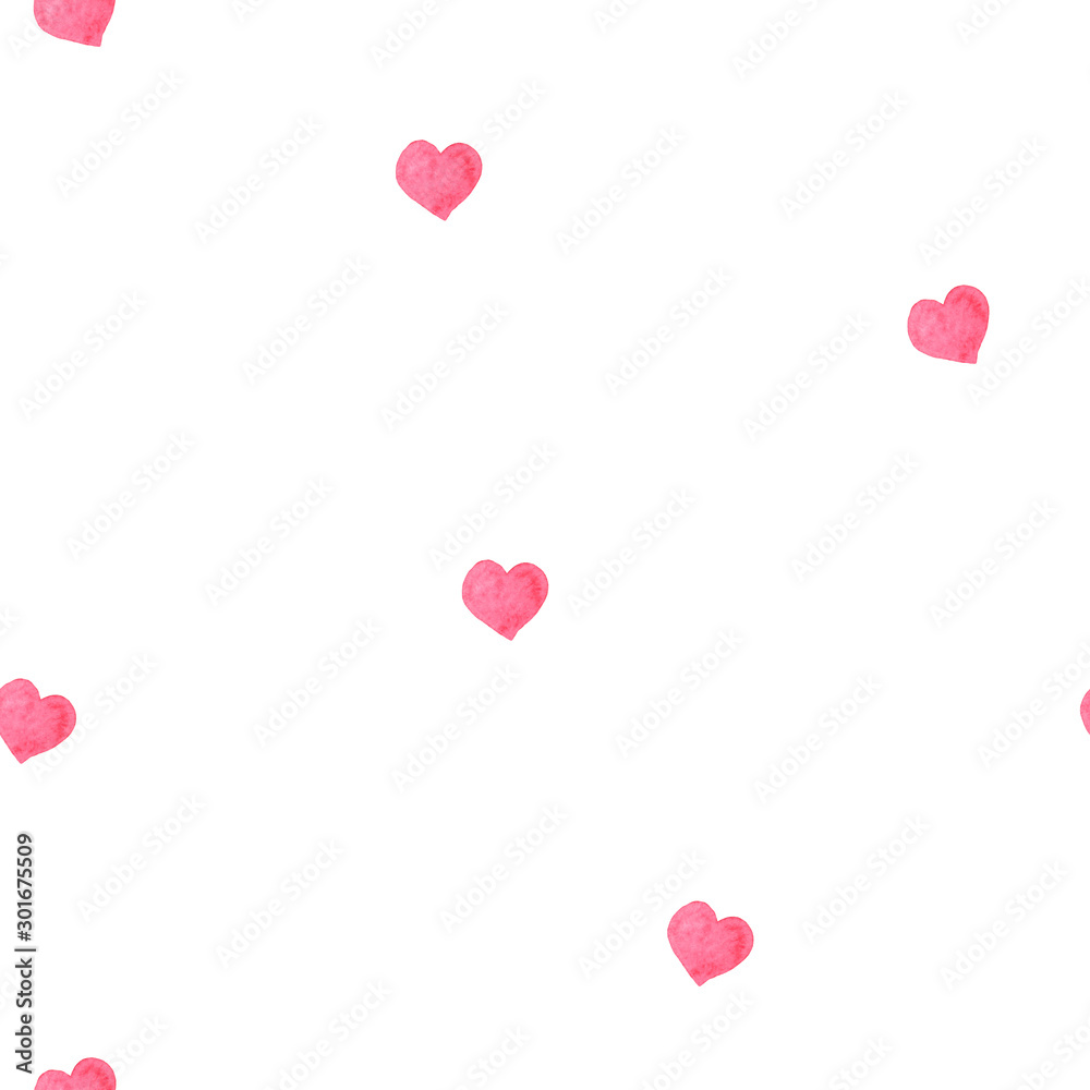 pattern of pink hearts on a white background