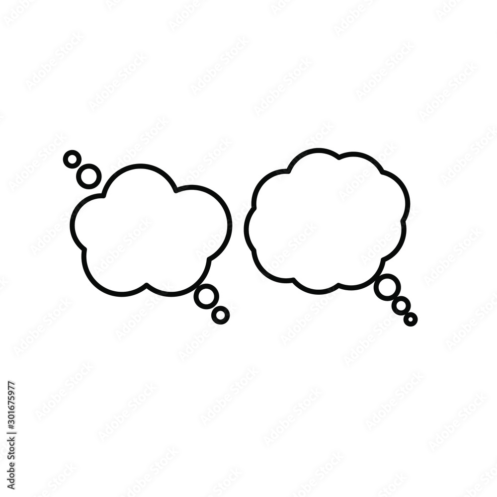 Set of simple icons with speech bubble, dialog box, thoughts Set of simple icons with speech bubble, dialog box, thoughts