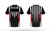 Black, red and white layout e-sport t-shirt design template