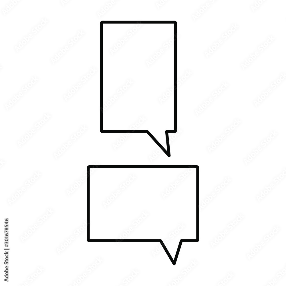 Set of simple icons with square speech bubble. Set of simple icons with square speech bubble.