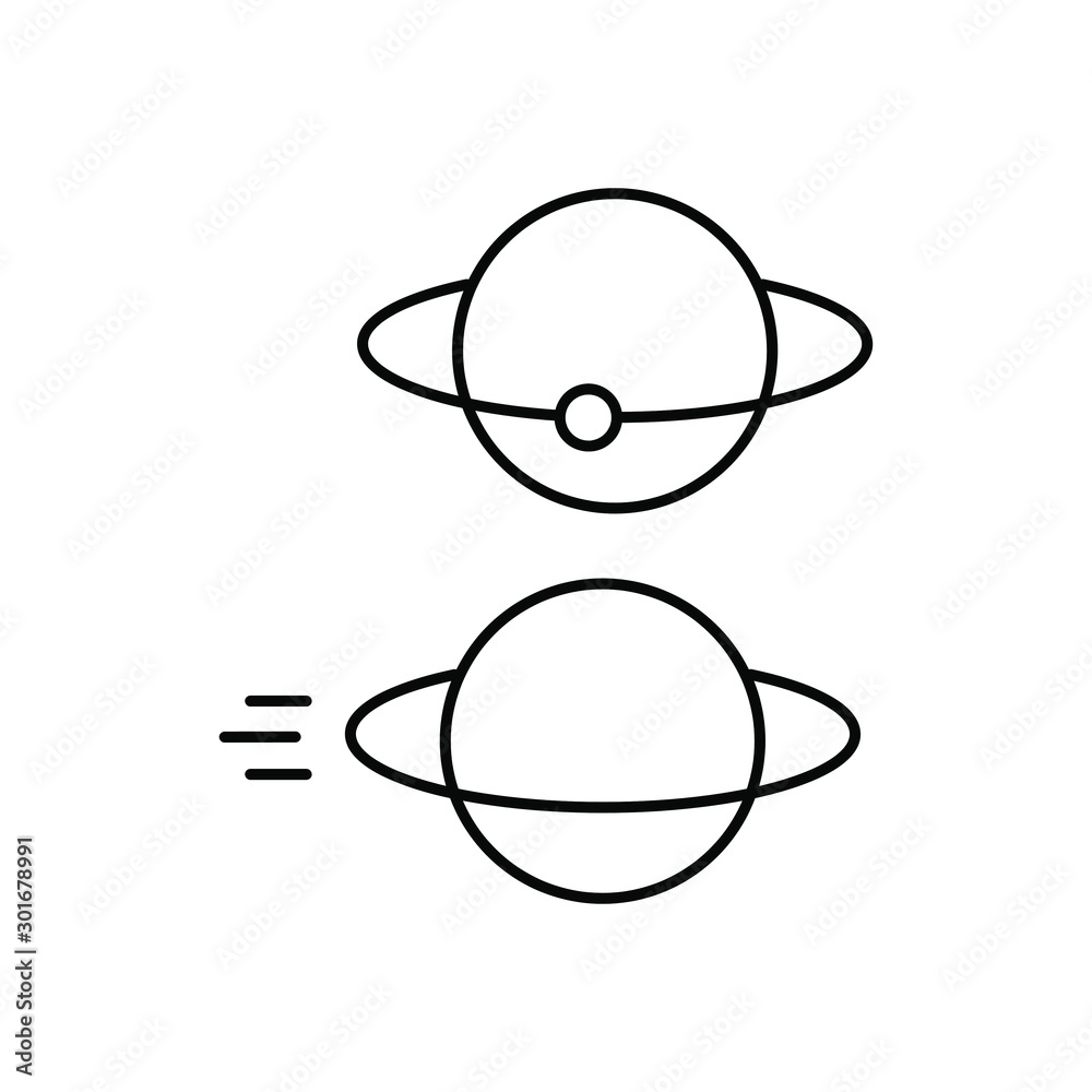 A set of simple icons with the planet with the orbit A set of simple icons with the planet with the orbit