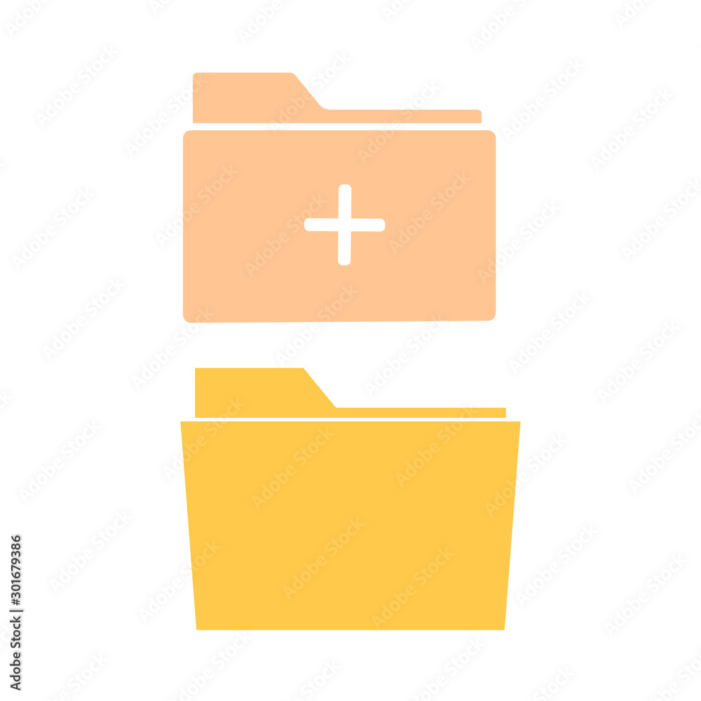 Set of simple icons with folder and add folder. Set of simple icons with folder and add folder.