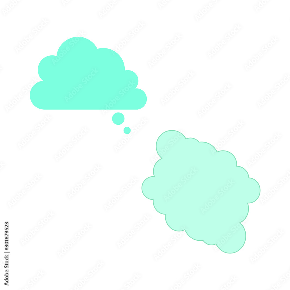 Set of vector icons with blue clouds and dialog box Set of vector icons with blue clouds and dialog box
