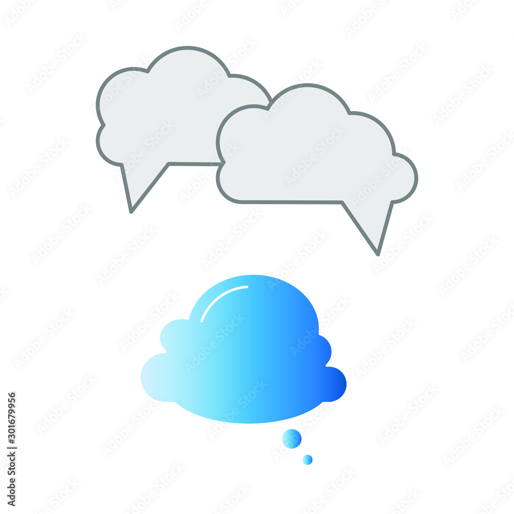 Set of vector icons with two dialog boxes on white background Set of vector icons with two dialog boxes on white background
