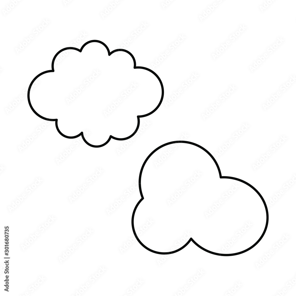 Set of icons with clouds on white background Set of icons with clouds on white background