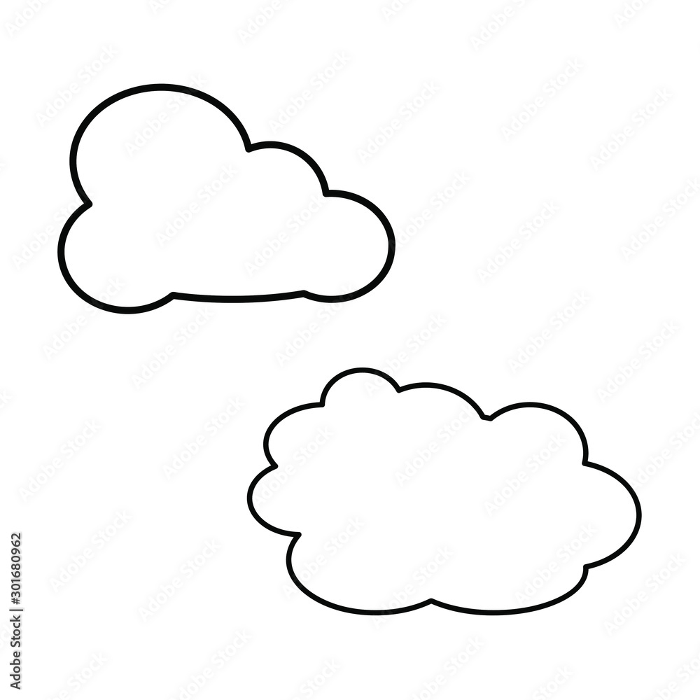 Set of simple icons with clouds on white background Set of simple icons with clouds on white background