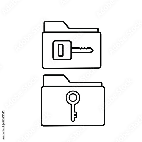  Set of simple icons with folder and key