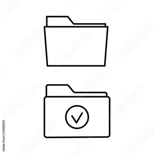 A set of simple icons with an approved folder and the folder.